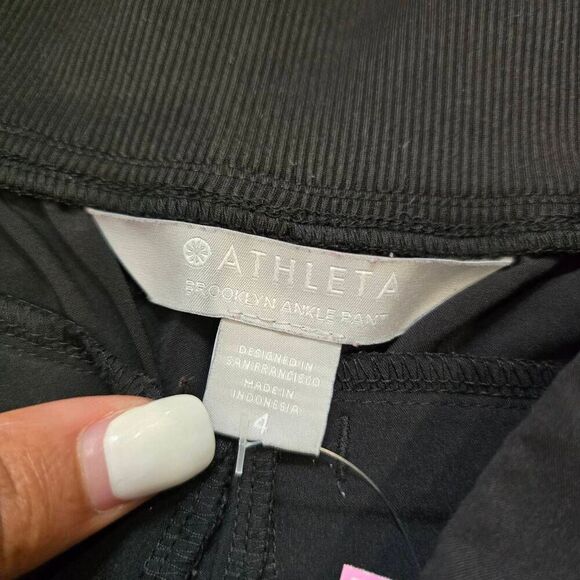 Athleta Brooklyn Ankle Pants Women's 4 Black Slash Pockets Pull On Chic Preppy - Picture 5 of 7